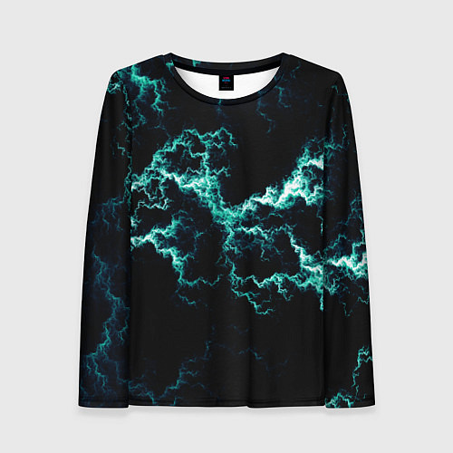 Женский лонгслив Lightning light blue glow / 3D-принт – фото 1
