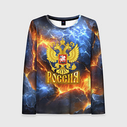 Женский лонгслив Россия герб и огонь