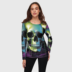 Лонгслив женский Черепа отливающие неоном, цвет: 3D-принт — фото 2