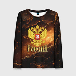 Лонгслив женский Герб России на кофейном фоне, цвет: 3D-принт