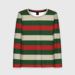 Лонгслив женский Цветные лини текстура ткани, цвет: 3D-принт