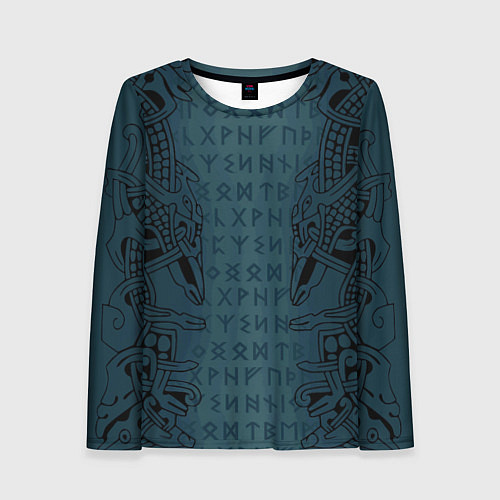 Женский лонгслив Руны и скандинавская татуировка Одина / 3D-принт – фото 1