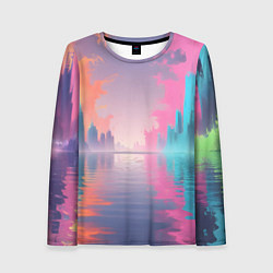 Женский лонгслив Город в розовом тумане