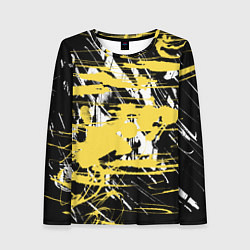 Женский лонгслив Желтая краска на черном