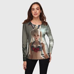 Лонгслив женский Девушка блондинка с ушками зайца, цвет: 3D-принт — фото 2