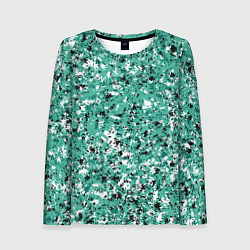 Женский лонгслив Бирюзовый с чёрно-белыми пятнами