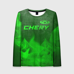 Женский лонгслив Chery - green gradient посередине