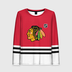 Лонгслив женский Чикаго Блэкхокс хоккей, цвет: 3D-принт