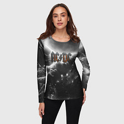 Лонгслив женский ACDC металлический лого черно-белая текстура, цвет: 3D-принт — фото 2