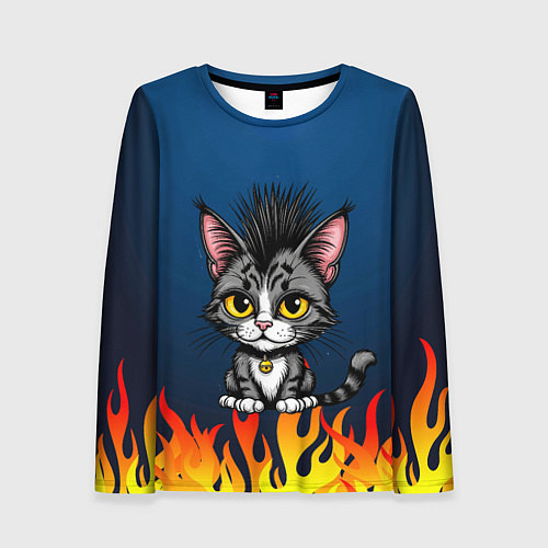 Женский лонгслив Панк котенок / 3D-принт – фото 1