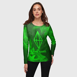 Лонгслив женский The Sims - green gradient, цвет: 3D-принт — фото 2