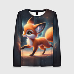 Женский лонгслив Лиса бежит по космическому простору
