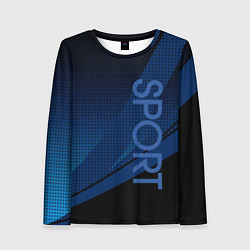 Женский лонгслив Sport чёрно-синий геометричный