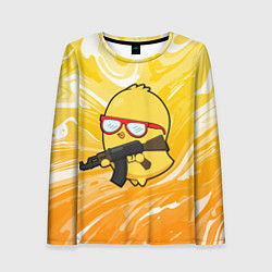 Лонгслив женский Курица и автомат, цвет: 3D-принт