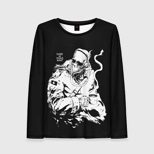 Женский лонгслив Скелет с кружкой / 3D-принт – фото 1