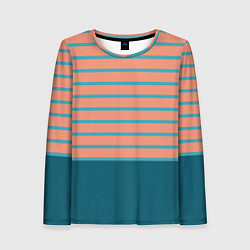 Женский лонгслив Полосатый мандариновый морской рассвет
