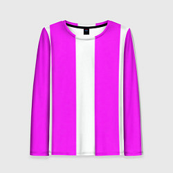 Лонгслив женский Color white pink line, цвет: 3D-принт
