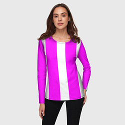 Лонгслив женский Color white pink line, цвет: 3D-принт — фото 2
