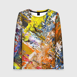 Женский лонгслив Живая Абстракция: Поток Цветов и Форм в Постоянном