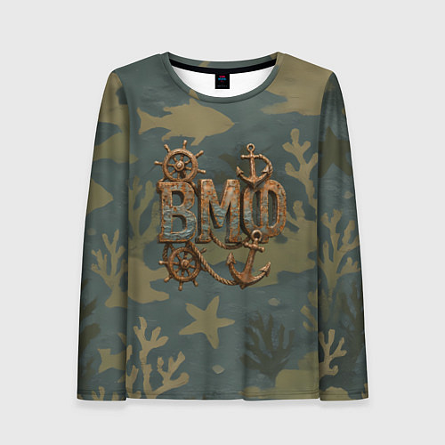 Женский лонгслив ВМФ старые буквы / 3D-принт – фото 1
