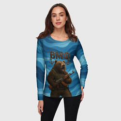 Лонгслив женский ВМФ Медведь с АК-47, цвет: 3D-принт — фото 2
