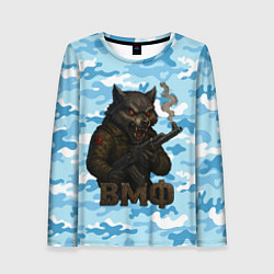 Лонгслив женский Волк с красными глазами ВМФ, цвет: 3D-принт