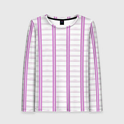 Лонгслив женский Color white cage pink line, цвет: 3D-принт