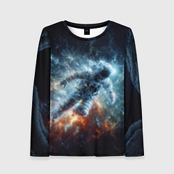 Лонгслив женский Космонавт парит в космосе среди звезд, цвет: 3D-принт