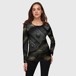 Лонгслив женский Порванная камуфляжная ткань с металлом, цвет: 3D-принт — фото 2