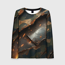Лонгслив женский Камуфляжная ткань на металлической пластине, цвет: 3D-принт
