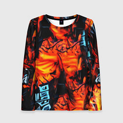 Женский лонгслив Абстрактная текстура рыжего пламени