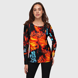 Лонгслив женский Абстрактная текстура рыжего пламени, цвет: 3D-принт — фото 2