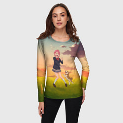 Лонгслив женский Сиратори Айра играет с песиком - Дандадан, цвет: 3D-принт — фото 2