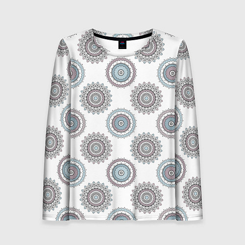 Женский лонгслив Круглый разноцветный узор мандала / 3D-принт – фото 1