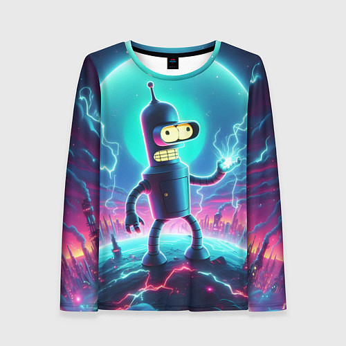 Женский лонгслив Робот-сгибальщик Бендер пропускает через себя молн / 3D-принт – фото 1