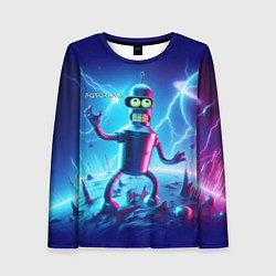 Женский лонгслив Bender on neon planet - ai art fantasy