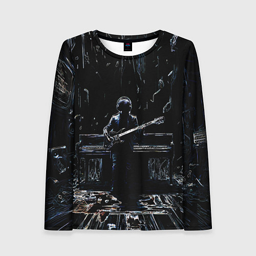 Женский лонгслив Линейный силуэт музыканта / 3D-принт – фото 1