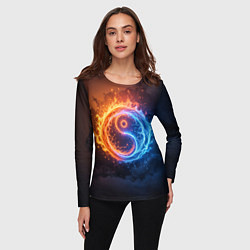 Лонгслив женский Инь ян огонь и лёд, цвет: 3D-принт — фото 2