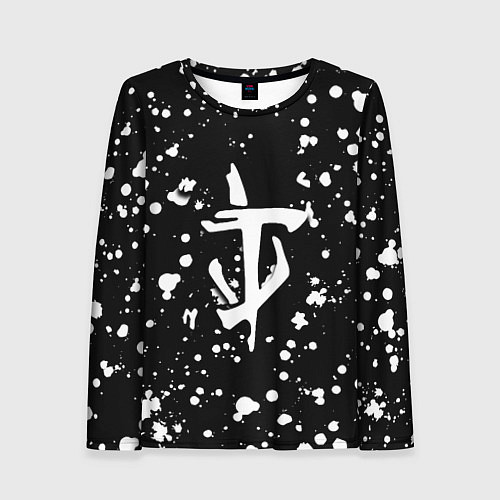 Женский лонгслив Doom белые краски текстура / 3D-принт – фото 1