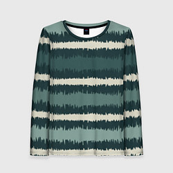 Женский лонгслив Полосы зигзагообразные зеленые
