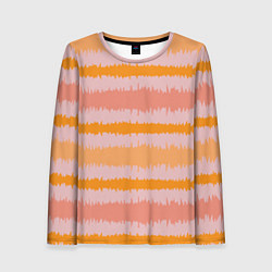Женский лонгслив Полосы зигзагообразные оранжево-розовые