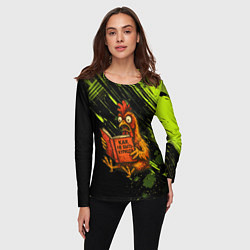 Лонгслив женский Курица читает книгу как не быть курицей, цвет: 3D-принт — фото 2