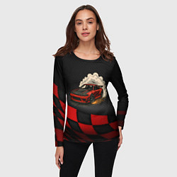 Лонгслив женский Дрифт авто с облаком дыма, цвет: 3D-принт — фото 2