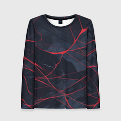 Лонгслив женский Мраморные узоры из переплетений красных линий, цвет: 3D-принт
