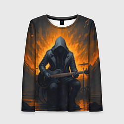 Женский лонгслив Гитарист играющий в пламени