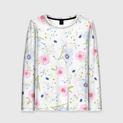 Лонгслив женский Нежные цветочки, цвет: 3D-принт