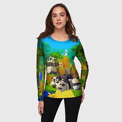 Лонгслив женский Майнкрафт - панды, цвет: 3D-принт — фото 2