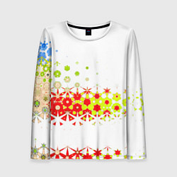 Лонгслив женский Узорчатые разводы на белом, цвет: 3D-принт