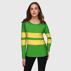 Лонгслив женский Фриск андертейл - полоски на зеленом, цвет: 3D-принт — фото 2