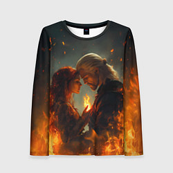 Женский лонгслив Ведьмак и Трисс огненная стихия